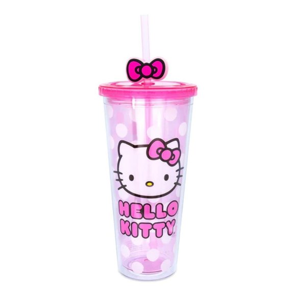 LAST ONE! SANRIO HELLO KITTY FACE CARNIVAL CUP WITH LID AND TOPPER STRAW - Picture 4 of 7